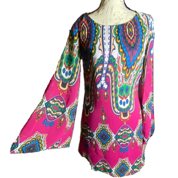 hello miss Dresses & Skirts - HELLO MISS Women’s Flare Long Sleeve Cut Out Back Botanical Print Dress Size S/M